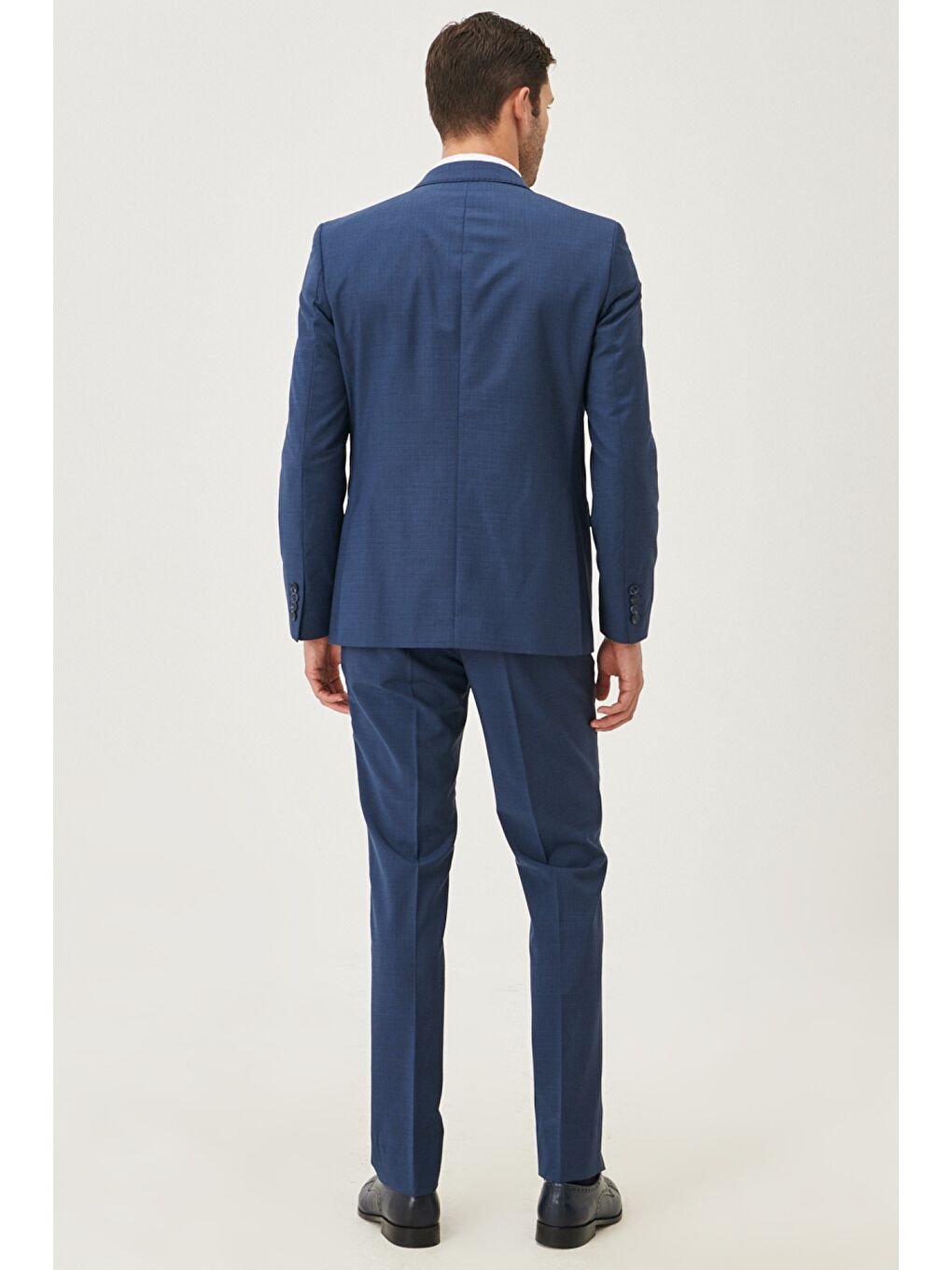 Erkek İndigo Slim Fit Desenli Takım Elbise-3