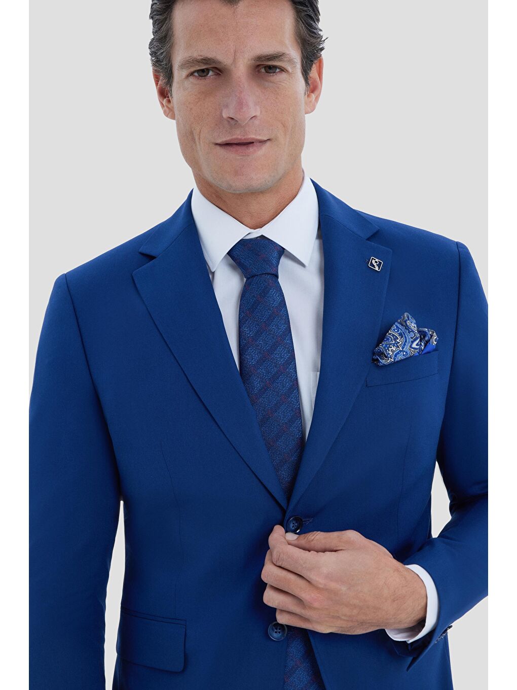 Mono Yaka Takım Elbise İndigo-5