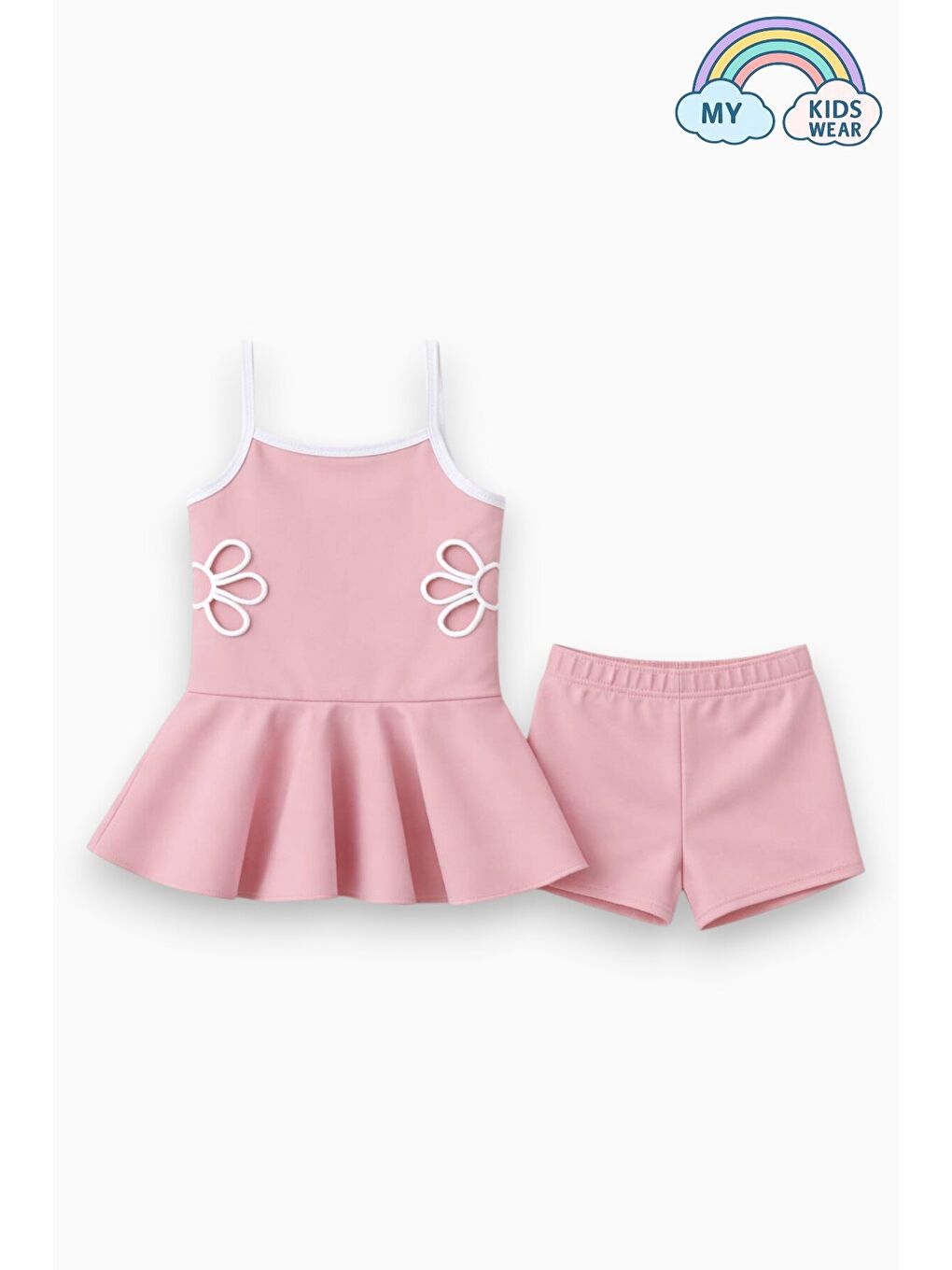 Pembe Kız Çocuk Nakış Detaylı Garson Boy Mayo 5-14 Yaş 12587