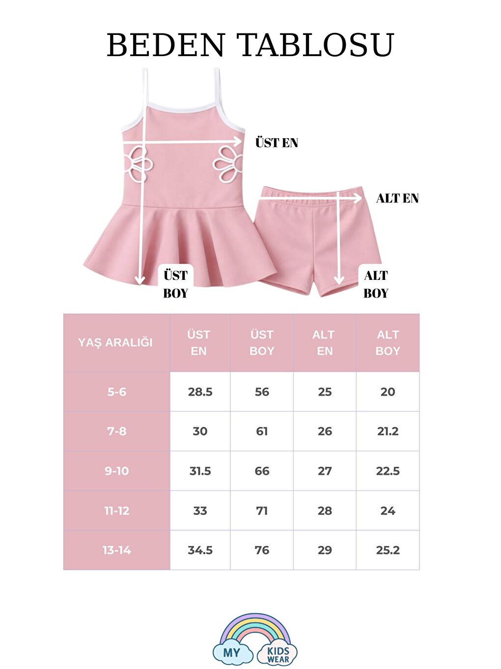 Pembe Kız Çocuk Nakış Detaylı Garson Boy Mayo 5-14 Yaş 12587-1