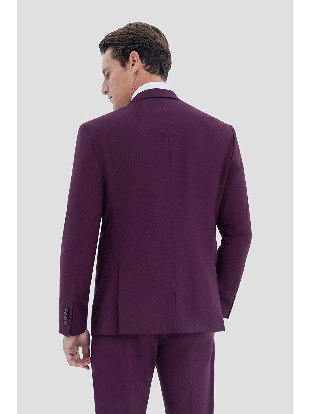 Mono Yaka Takım Elbise Bordo-2