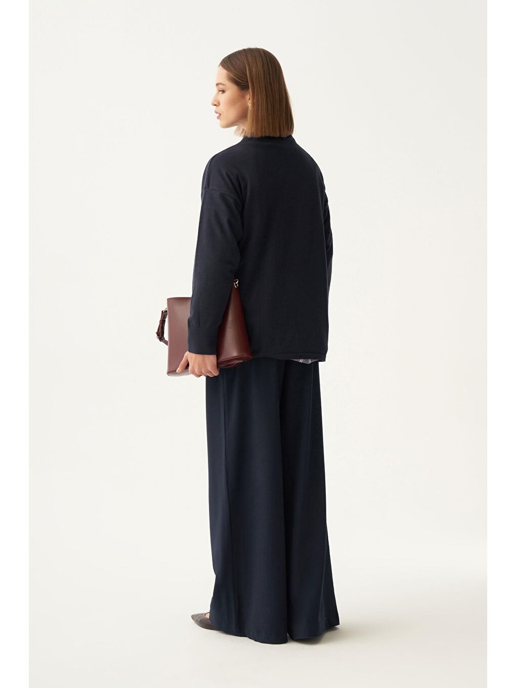 Lacivert-Yarım Balıkçı Yaka Triko Kazak-3