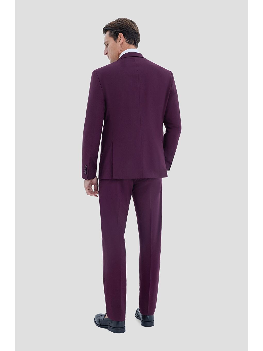 Mono Yaka Takım Elbise Bordo-3