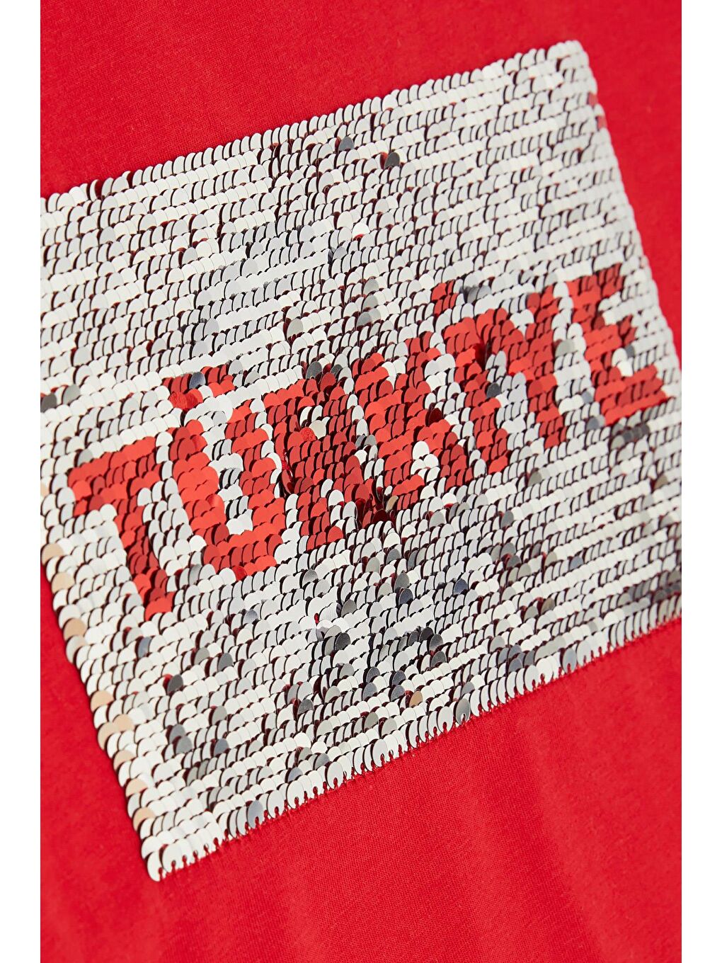 Kız Çocuk Tişört Pullu Ay Yıldızlı Kırmızı  (4-14 Yaş)-7