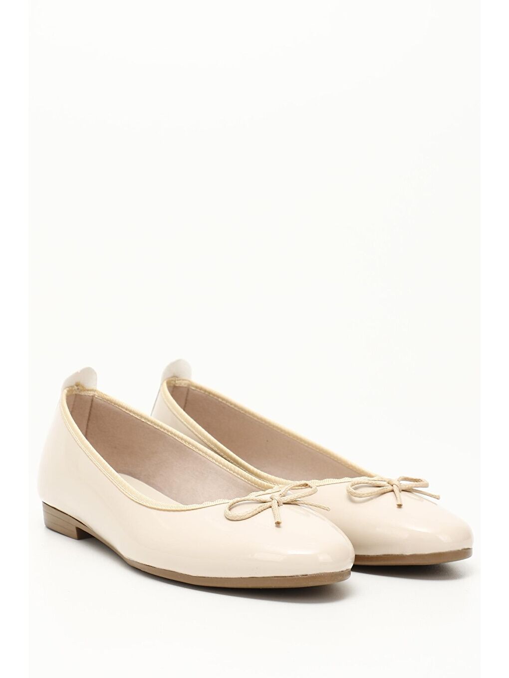 Bej TEN  Yuvarlak Burun Düz Taban Fiyonklu Kadın Babet 35795-1