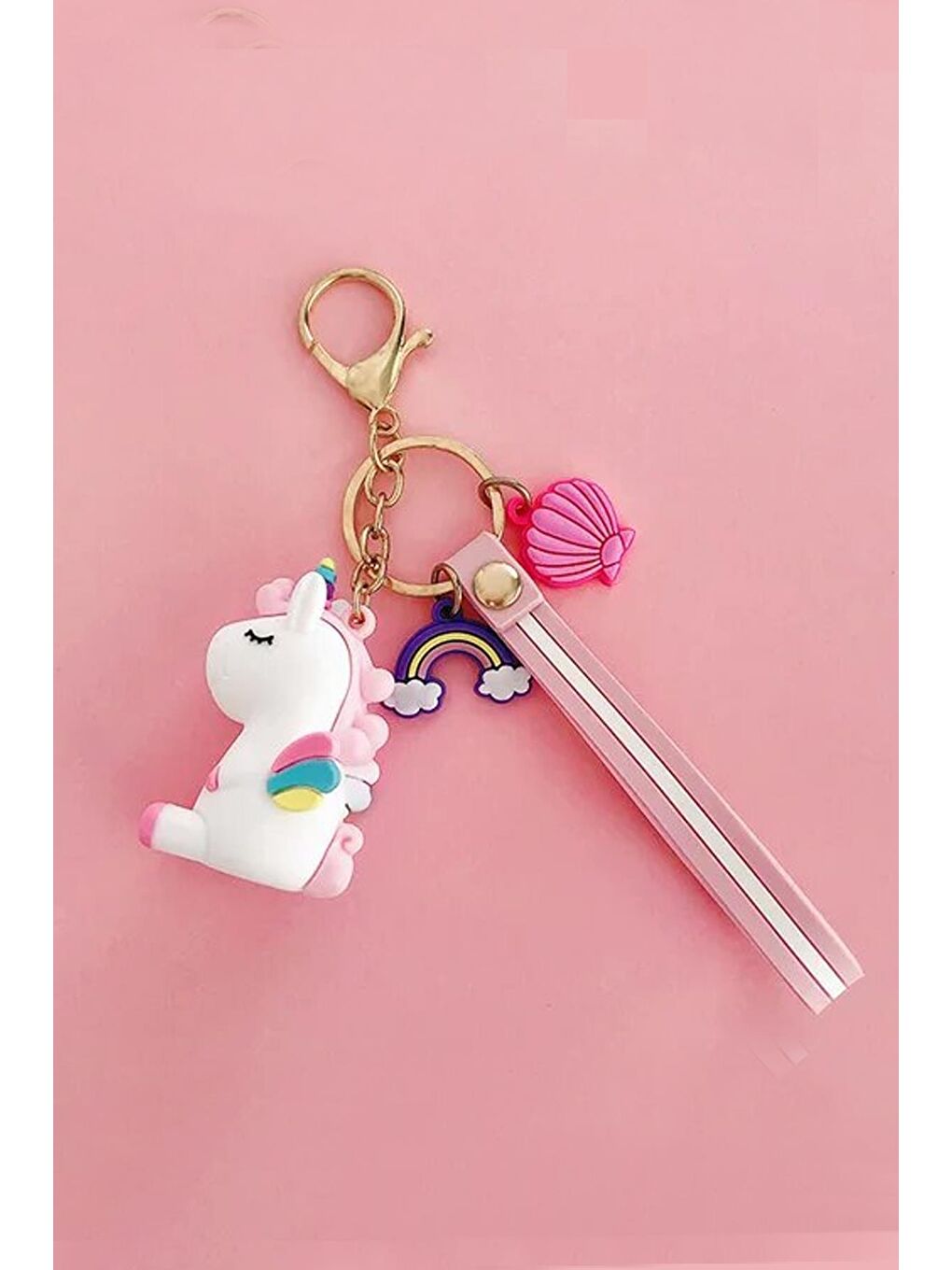 Charm Süslü Silikon 3D Anahtarlık Beyaz-1