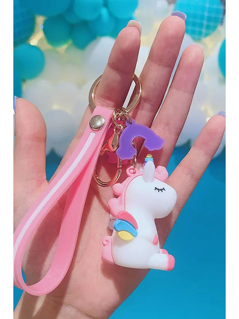 Charm Süslü Silikon 3D Anahtarlık Beyaz-2