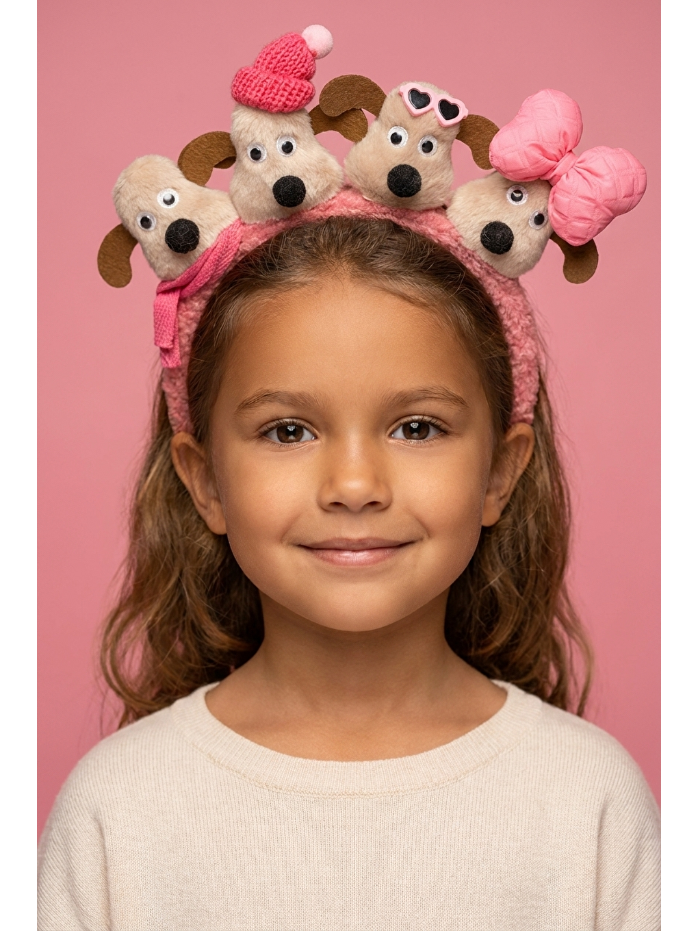 Sevimli Köpek Figürlü Pembe Çocuk Taç