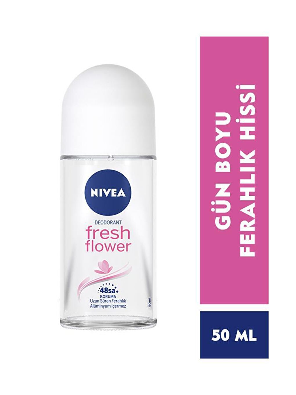 NIVEA Şeffaf Kadın Roll On Deodorant Fresh Flower, 48 Saat Koruma 50 ml x2 Adet, Taze Çiçek Kokusu - 1