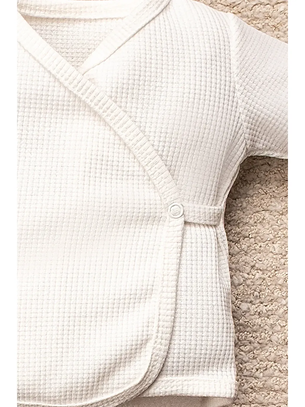 Kahverengi Waffle Kumaş Organik Pamuk Ayıcık Kulaklı Şapkalı Kutulu 5’li Hastane Çıkış Seti-1