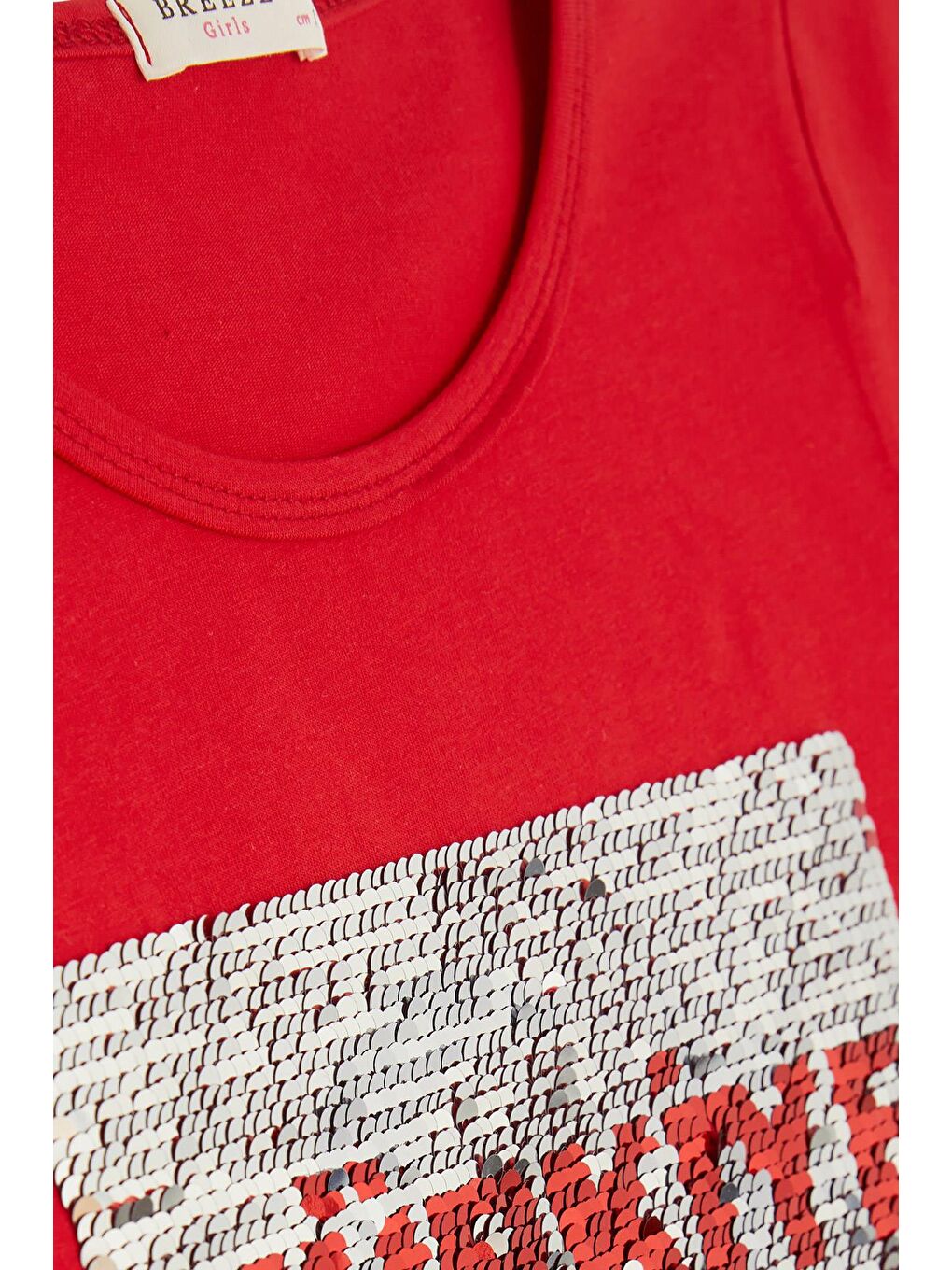 Kız Çocuk Tişört Pullu Ay Yıldızlı Kırmızı  (4-14 Yaş)-9