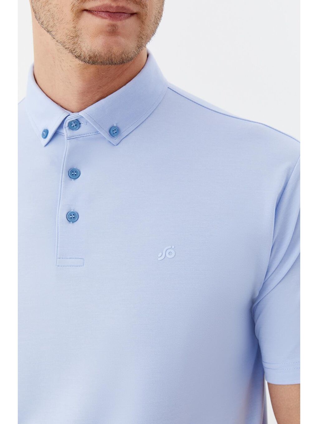 Erkek Mavi Standart Fit Polo Yaka Tişört – Kısa Kollu-2