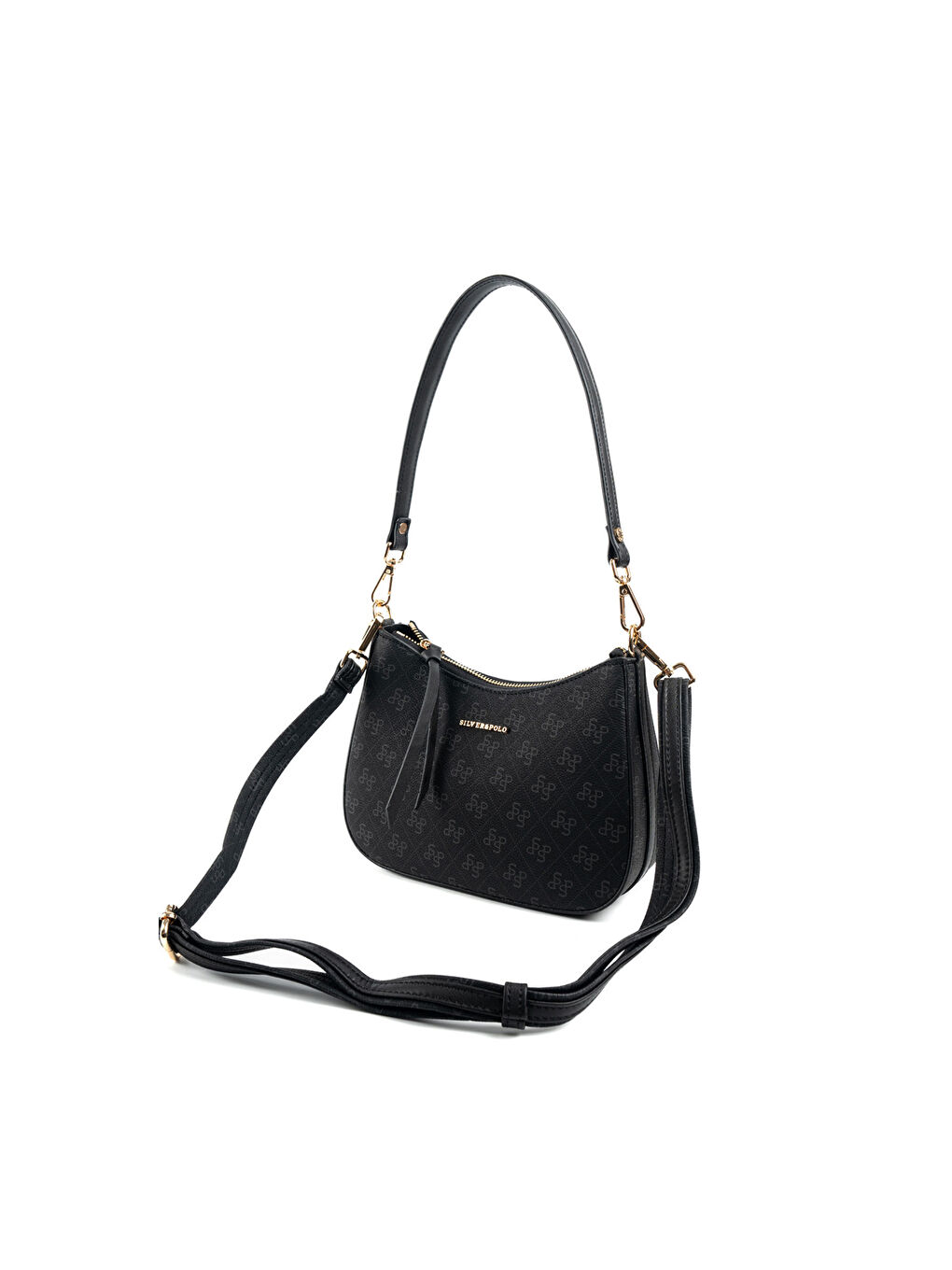 Siyah Kadın Omuz Çantası 1259-48393 SILVER POLO BAYAN ÇANTASI M178 SİYAH-MAT SİYAH-5