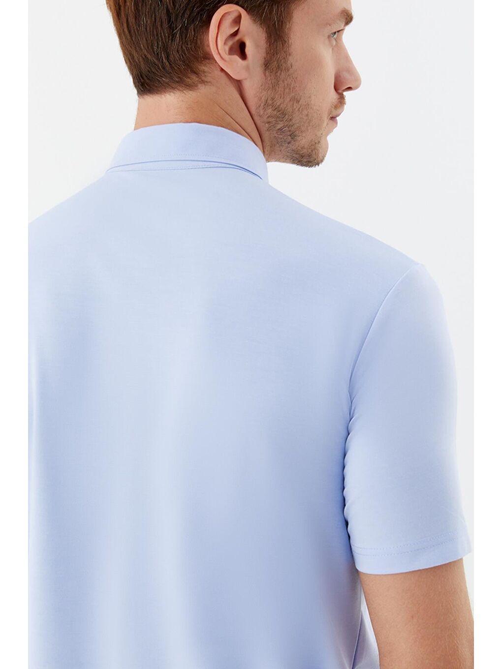 Erkek Mavi Standart Fit Polo Yaka Tişört – Kısa Kollu-4