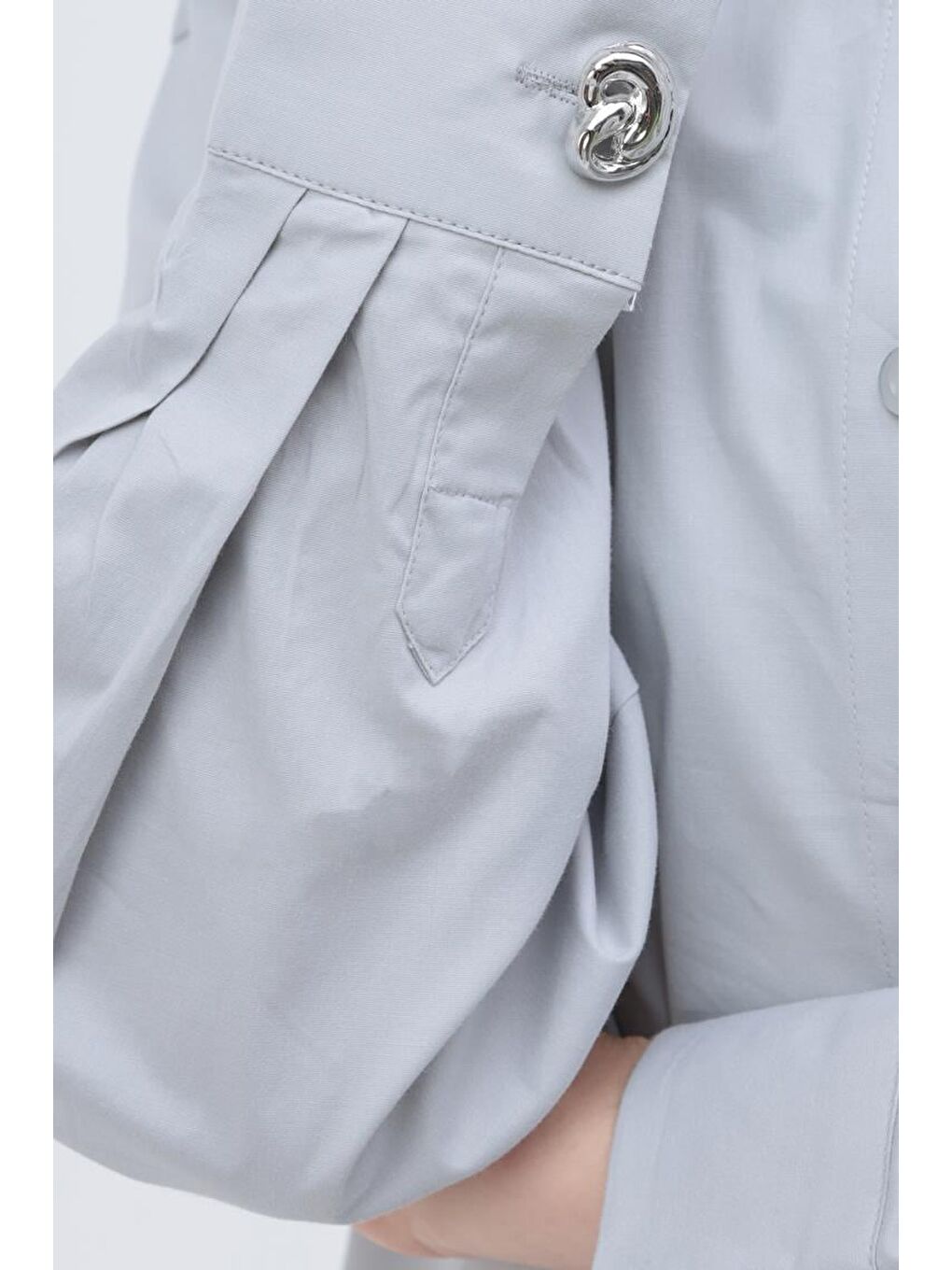 Beyaz Gri-Cepli Elastanlı Poplin Gömlek-4