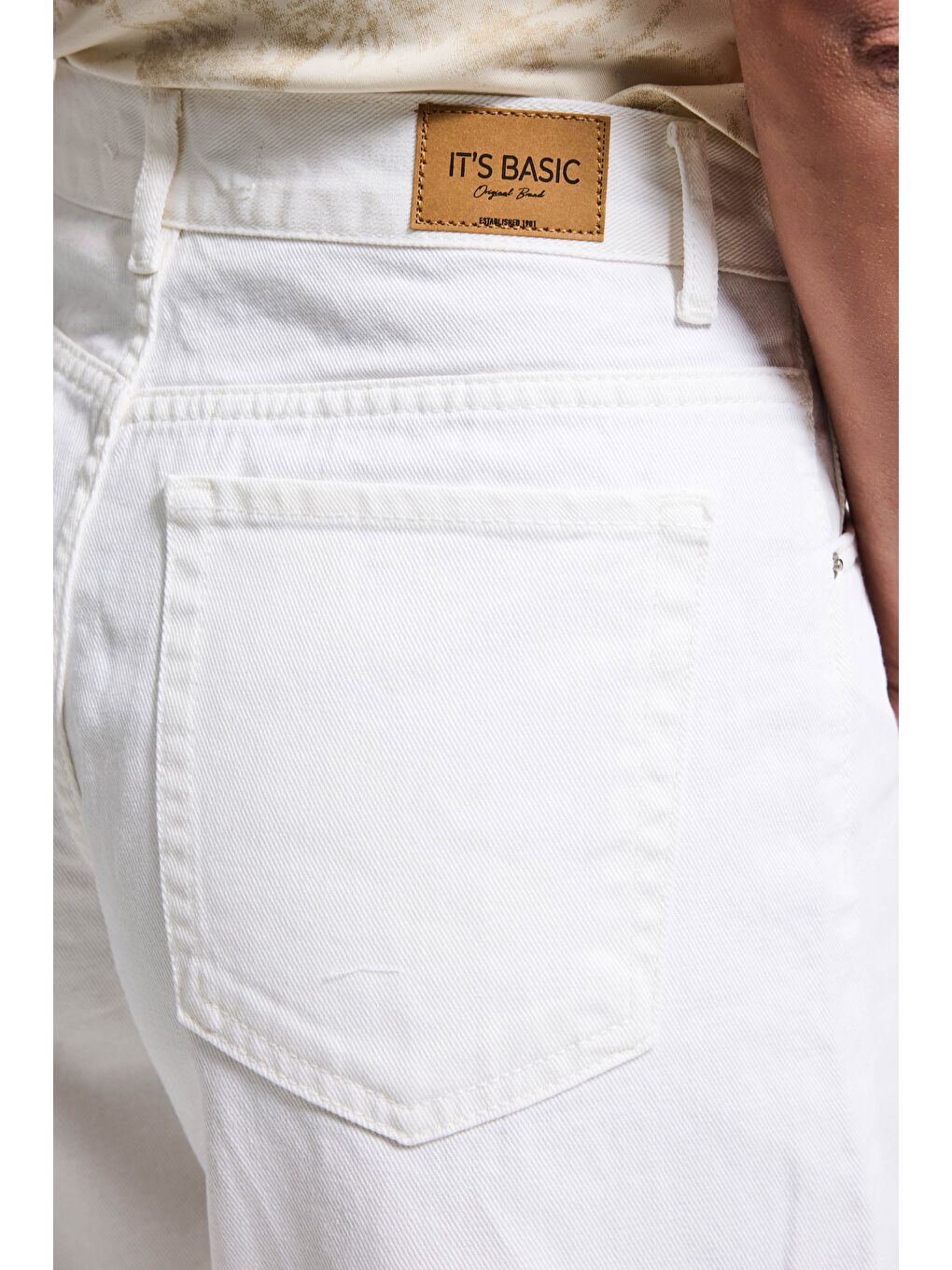 Kadın Kırık Beyaz Hera 7s6-101 Palazzo Fit %100 Pamuk Denim Jean-4