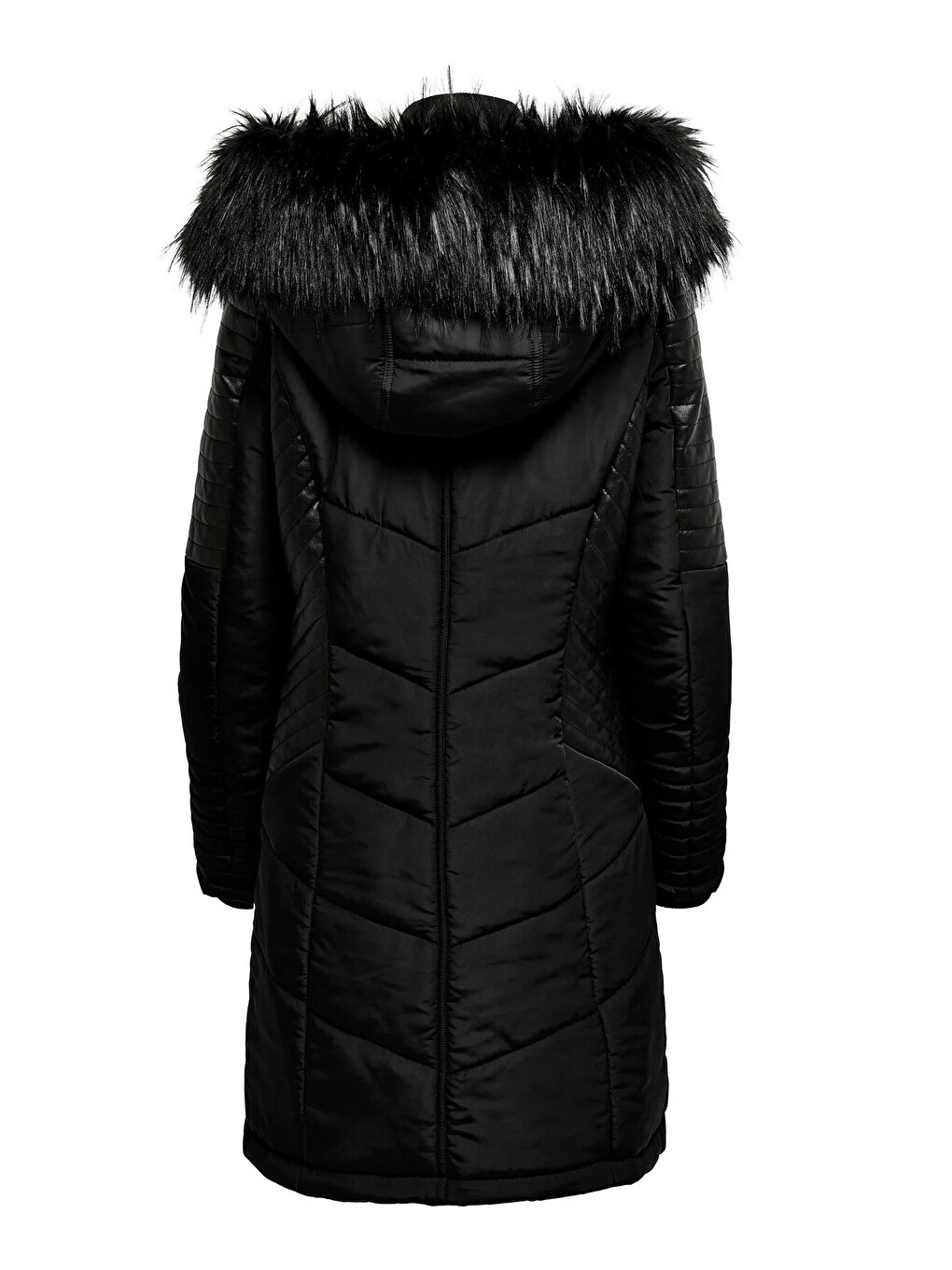 Siyah Onlnewlinette Slim Fit Kapüşonlu Kadın Mont 15295396-1