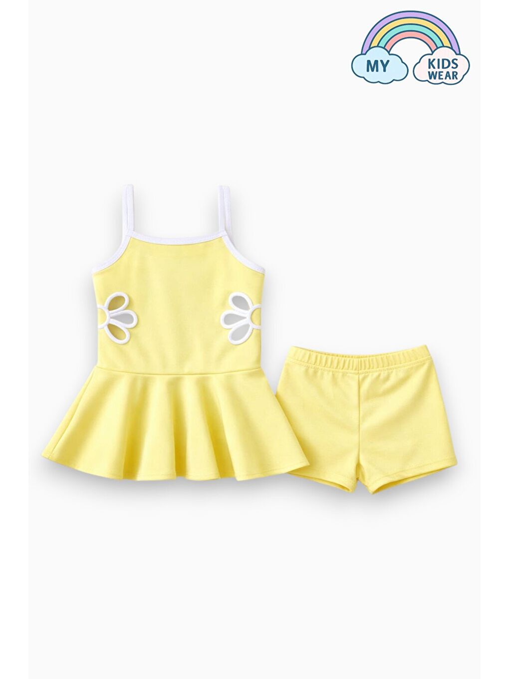 Sarı Kız Çocuk Nakış Detaylı Garson Boy Mayo 5-14 Yaş 12589