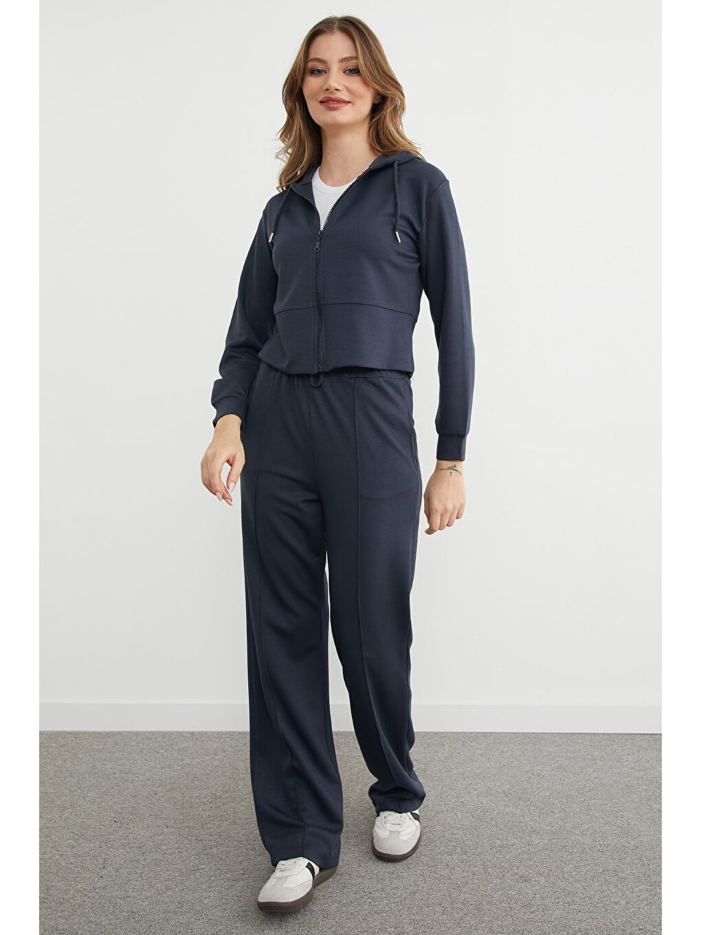 Antrasit Basic Kapüşonlu Çimalı Modal Eşofman Takımı