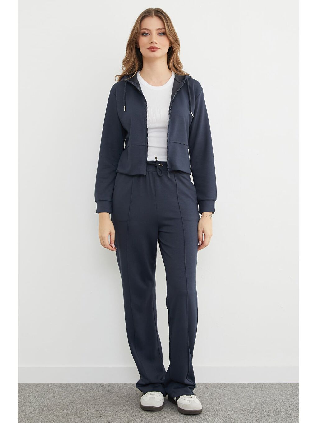 Antrasit Basic Kapüşonlu Çimalı Modal Eşofman Takımı-1