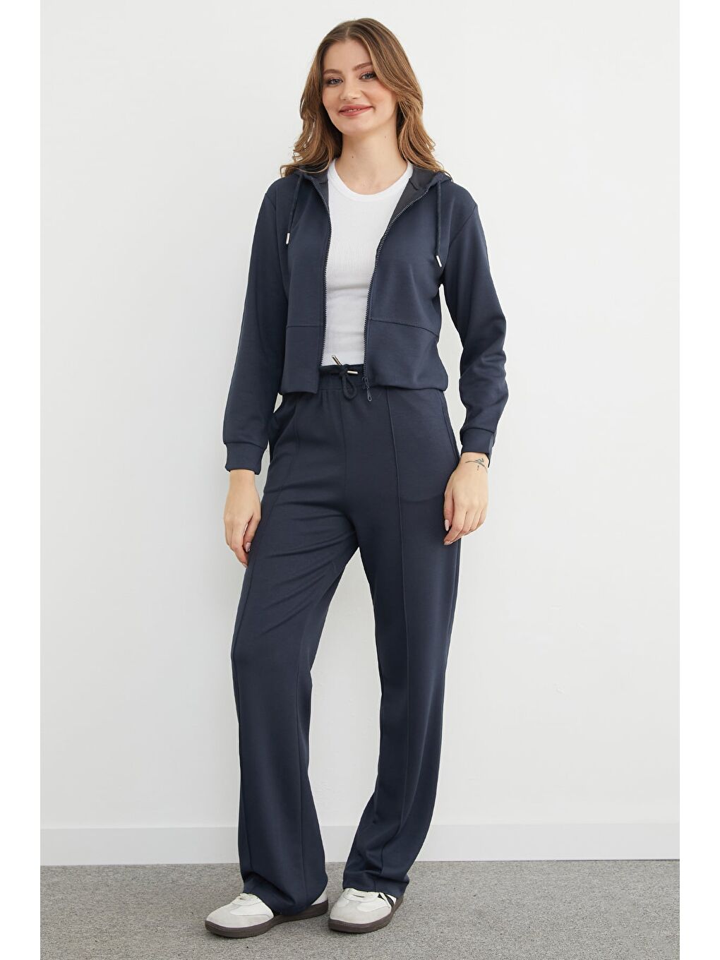 Antrasit Basic Kapüşonlu Çimalı Modal Eşofman Takımı-2