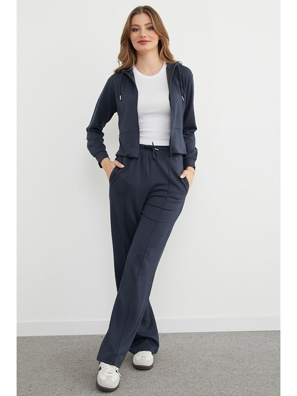 Antrasit Basic Kapüşonlu Çimalı Modal Eşofman Takımı-3