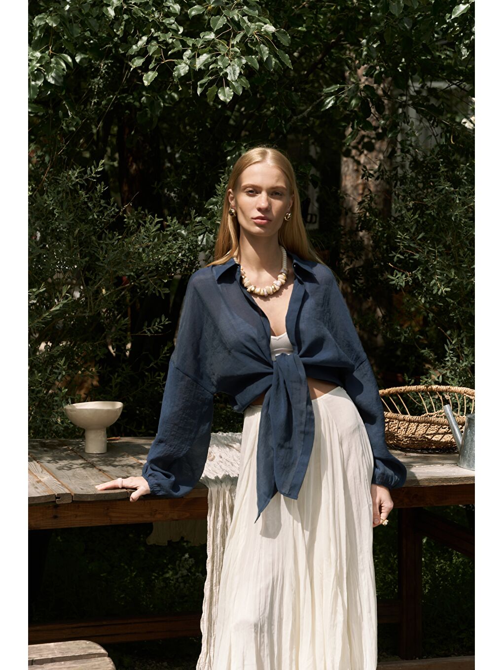 Lyra Oversize Lacivert Gömlek-2