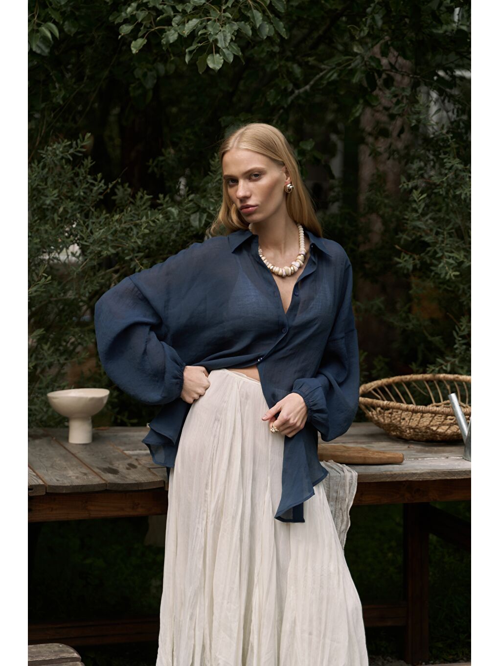 Lyra Oversize Lacivert Gömlek-3