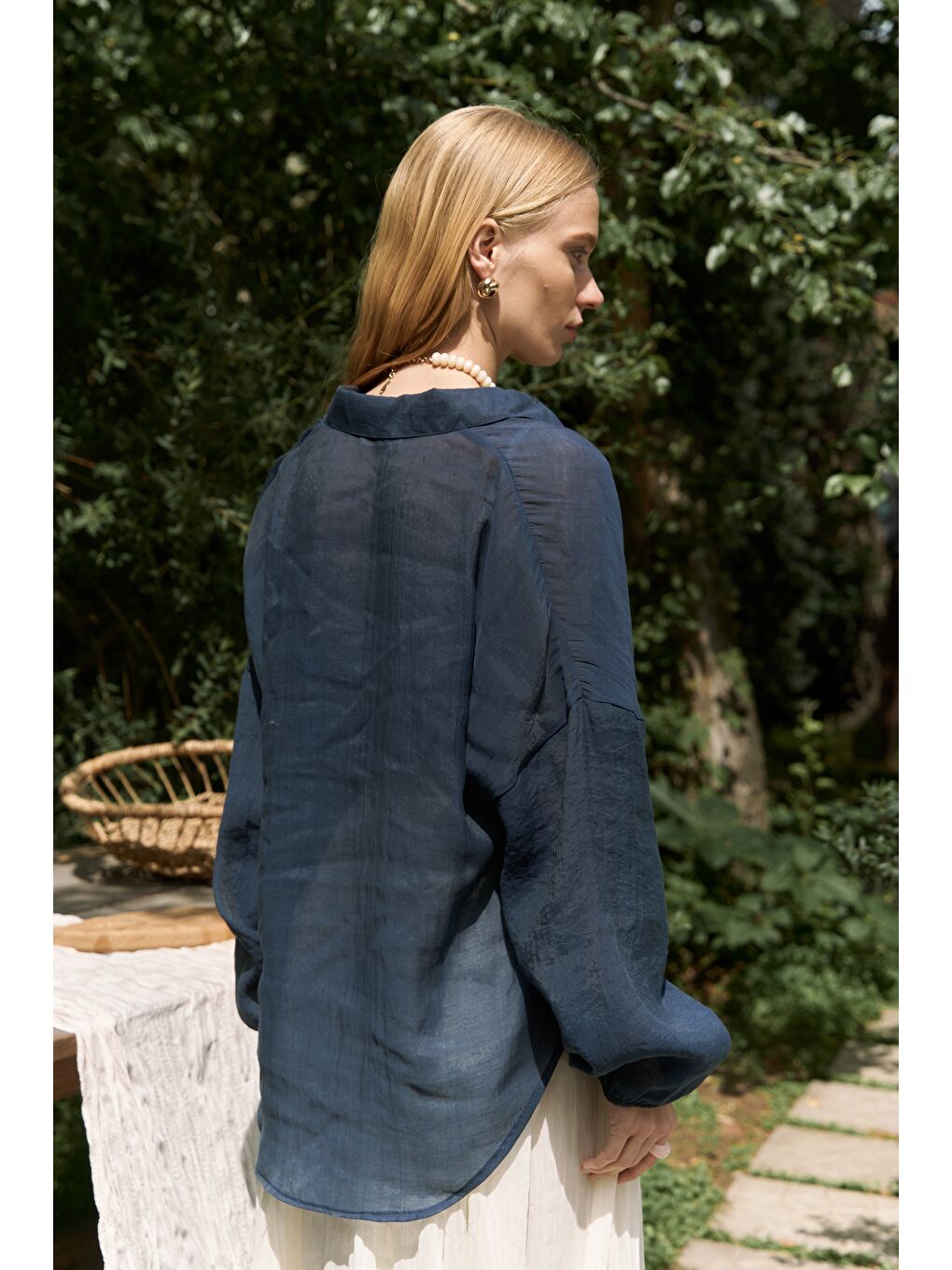 Lyra Oversize Lacivert Gömlek-4