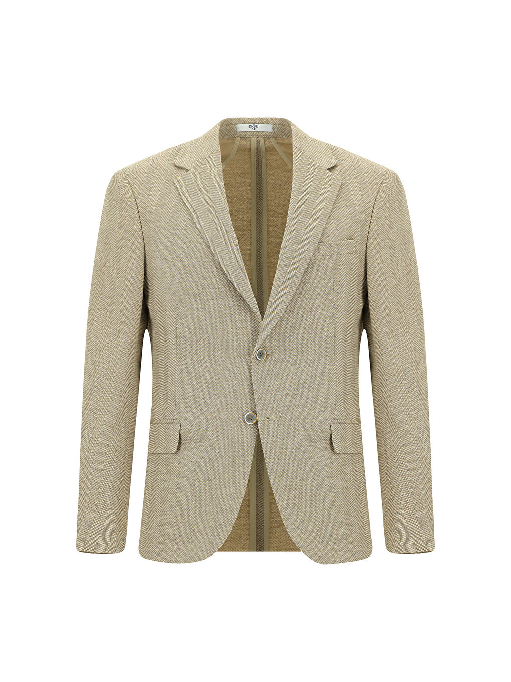 Bej Muscle Fit Yünlü Desenli Ceket-6