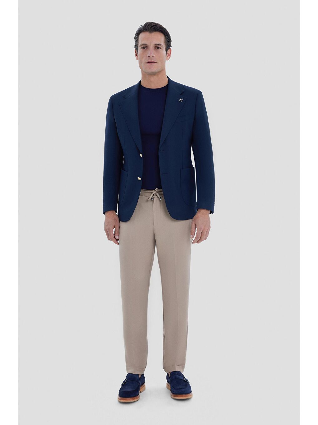 Lacivert Slim Fit Mono Yaka Casual Ceket-1