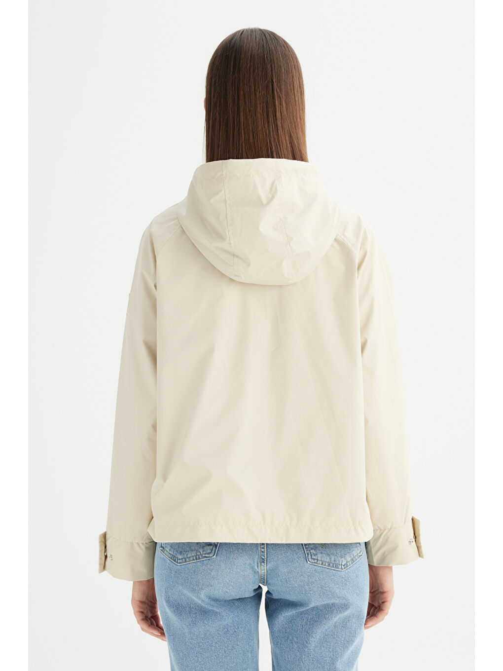 Bej Regular Fit Normal Kesim Kapüşonlu Cepli Puffer Mont-4