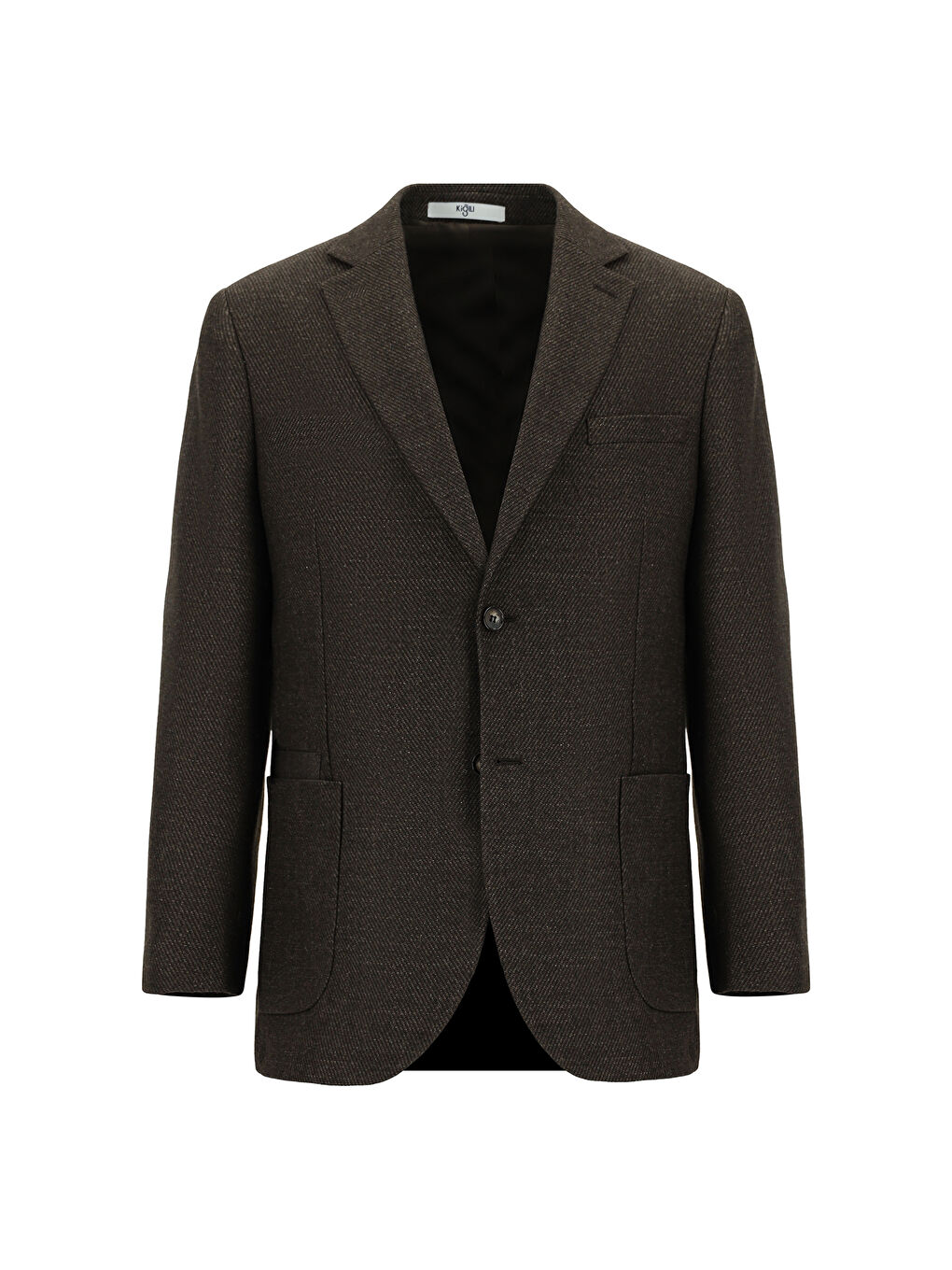 Kahverengi Relax Fit Rahat Kesim Desenli Yünlü Ceket