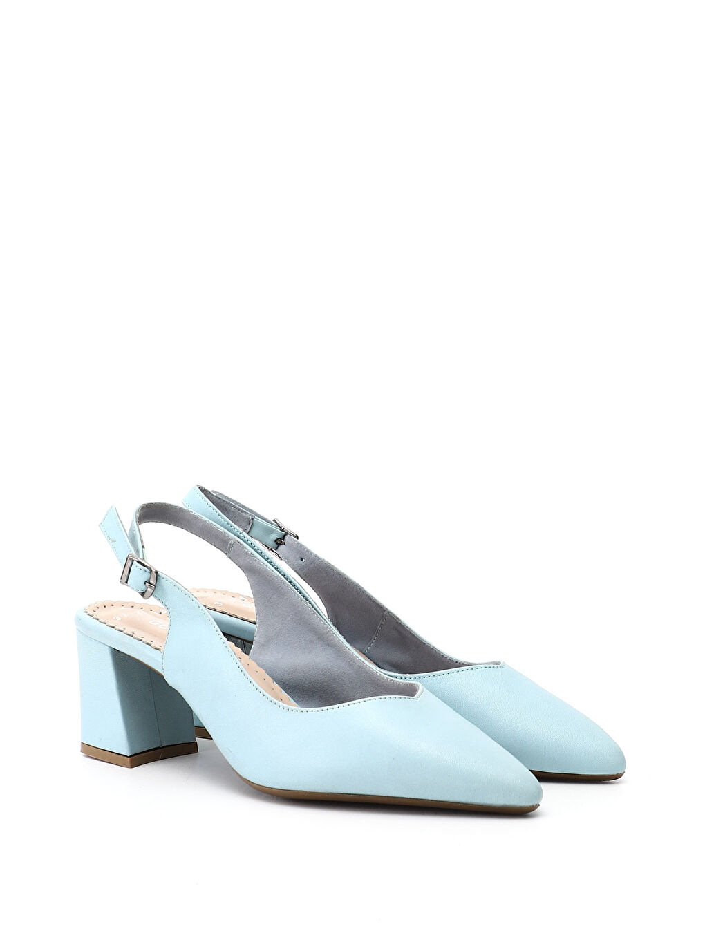 Mavi Kadın MAVİ Kalın Topuklu Arkası Açık Hakiki Deri Ayakkabı-1