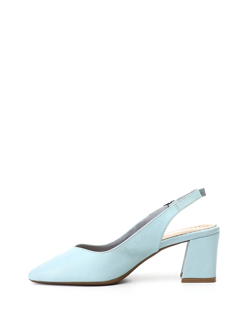 Mavi Kadın MAVİ Kalın Topuklu Arkası Açık Hakiki Deri Ayakkabı-2
