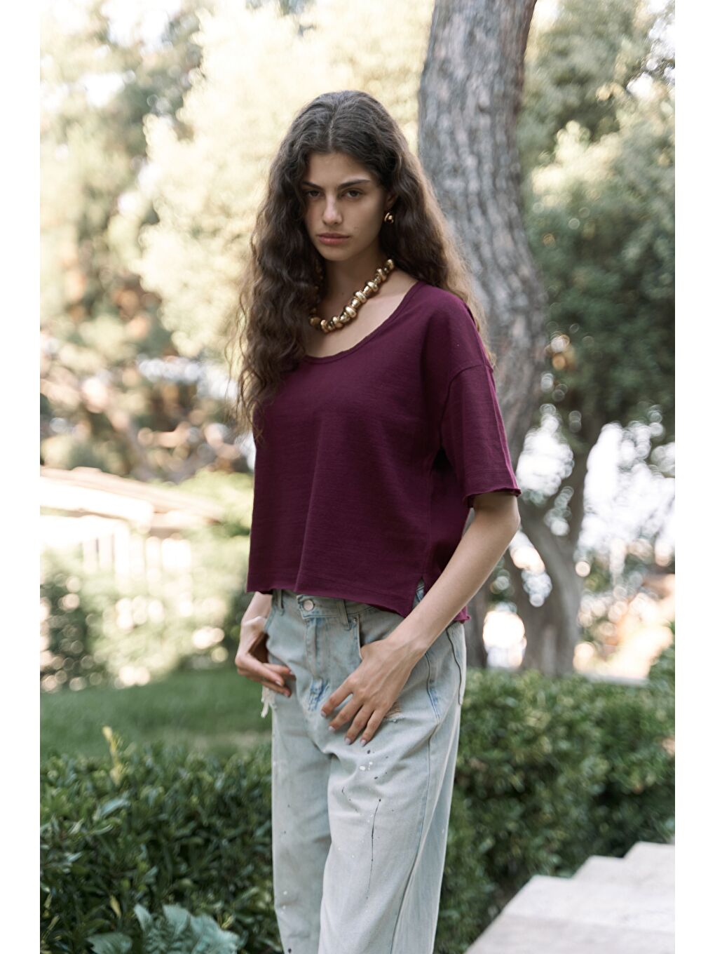 Ripley Yarım Kol Bordo T-Shirt-2