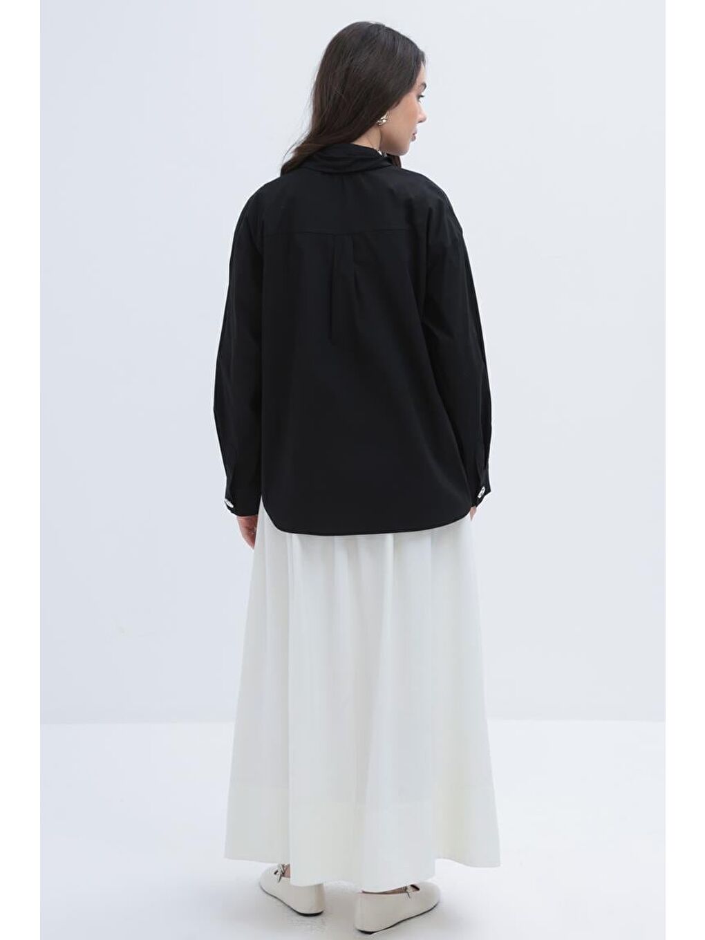 Siyah-Cepli Elastanlı Poplin Gömlek-3