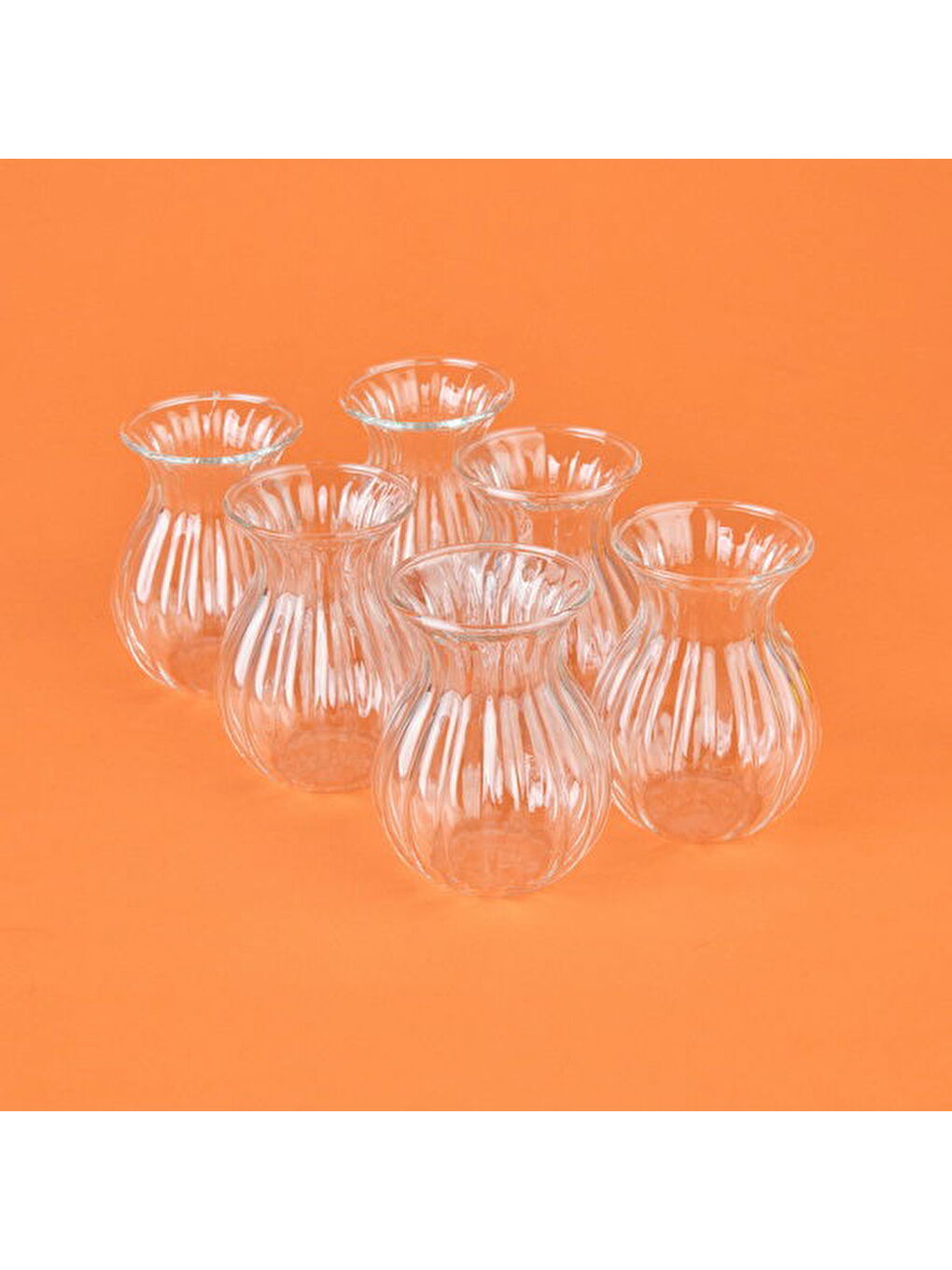 Renksiz Borosilikat Cam Çizgili 6'lı Çay Bardağı - Şeffaf-2