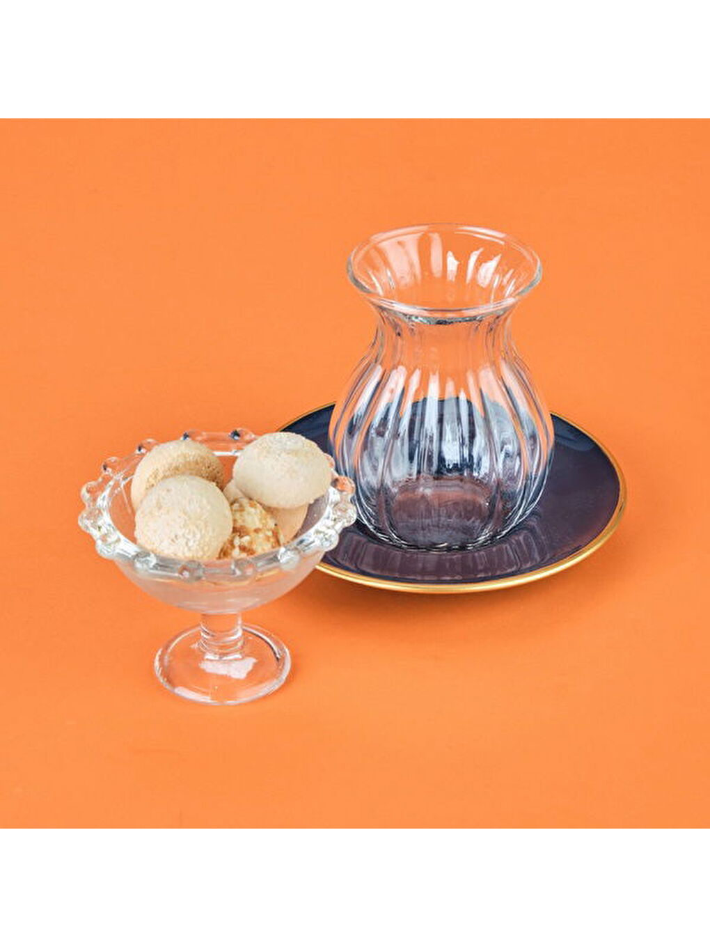 Renksiz Borosilikat Cam Çizgili 6'lı Çay Bardağı - Şeffaf-6