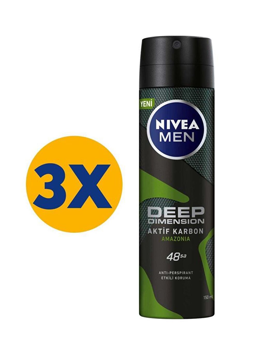 NIVEA Şeffaf Erkek Sprey Deodorant Amazonia 150 ml 3'Lü