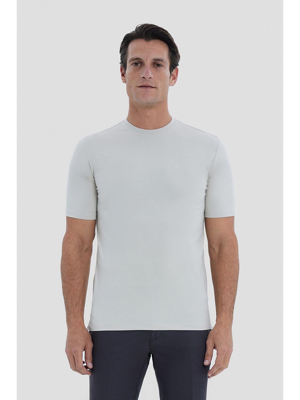 Erkek Bej Regular Fit Bisiklet Yaka T-Shirt – Kısa Kollu