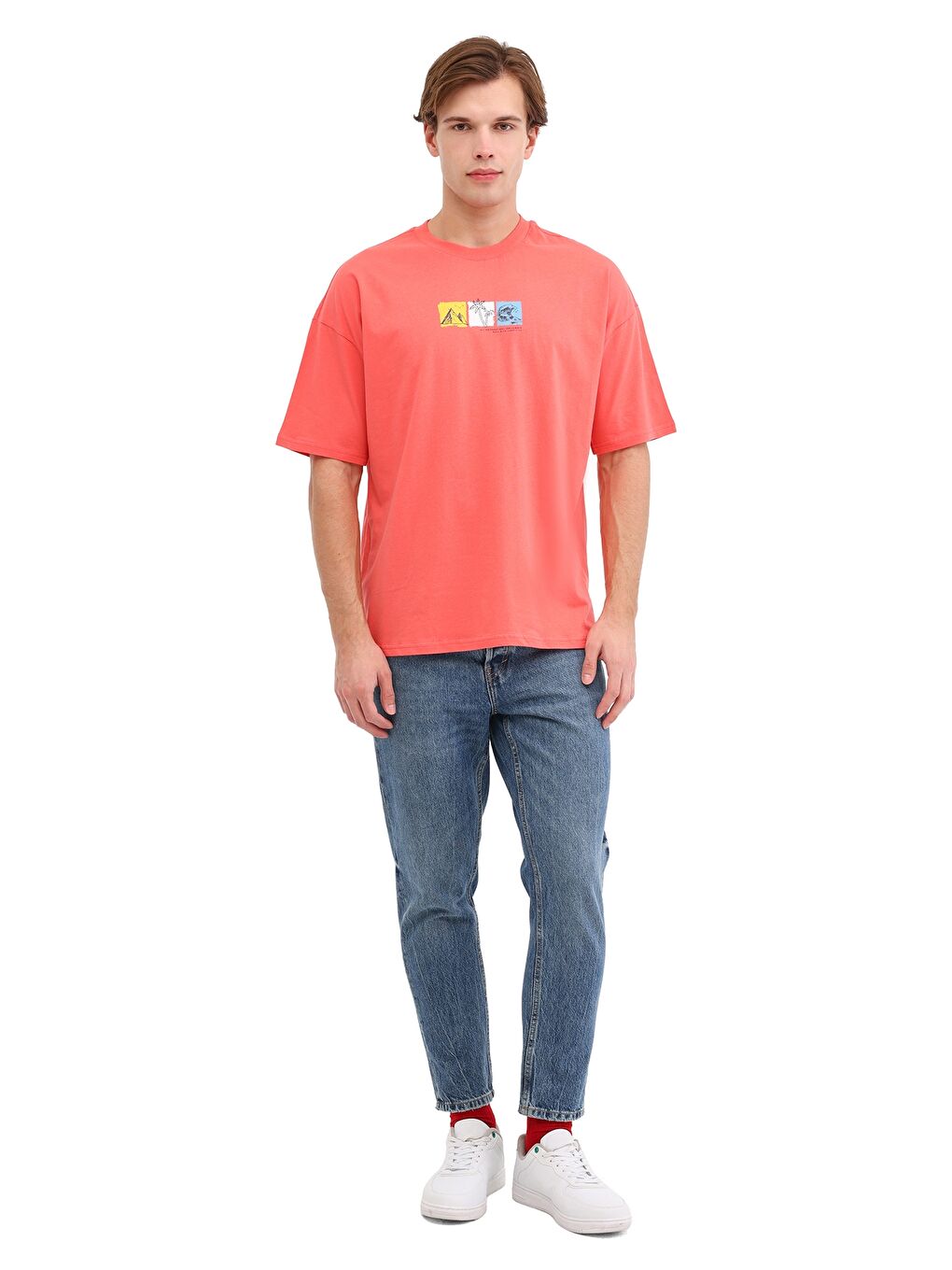 Pembe ML LUELA 11HS102 5FX Somon Erkek Kısa Kol T-Shirt-2