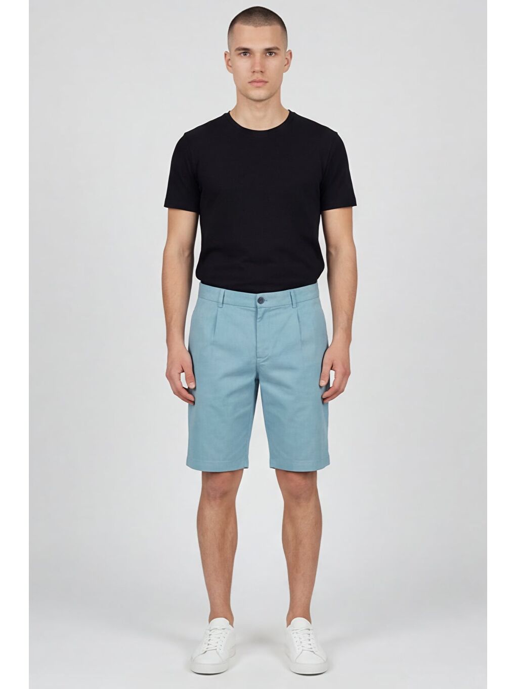 Giotelli Erkek Turkuaz Normal Kesim Regular Fit Pamuklu Dokuma Şort-1