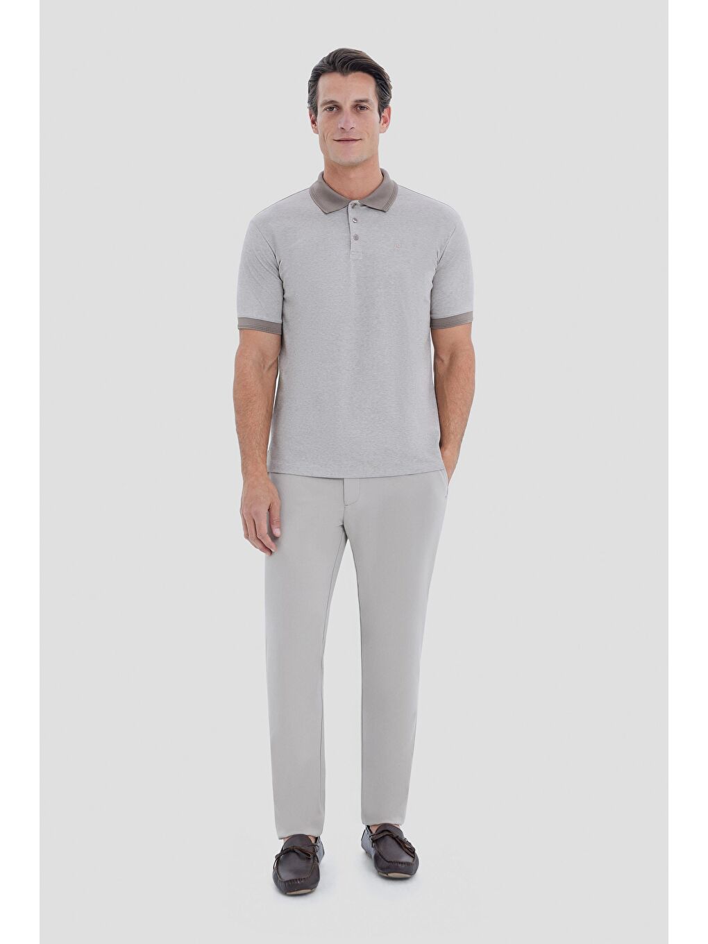 Bej Regular Fit Polo Yaka Tişört-1