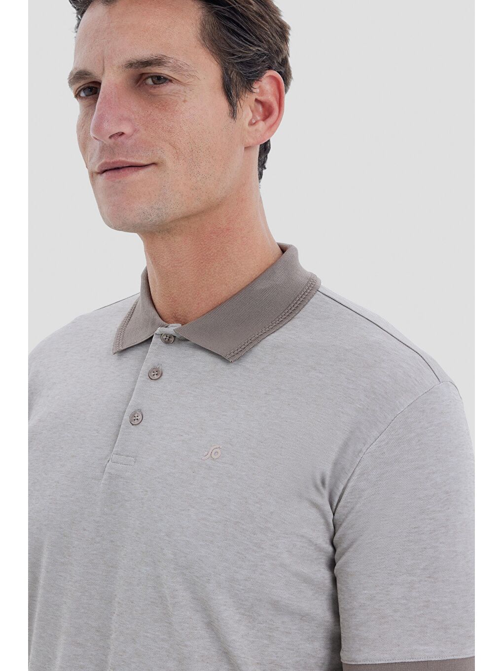 Bej Regular Fit Polo Yaka Tişört-3