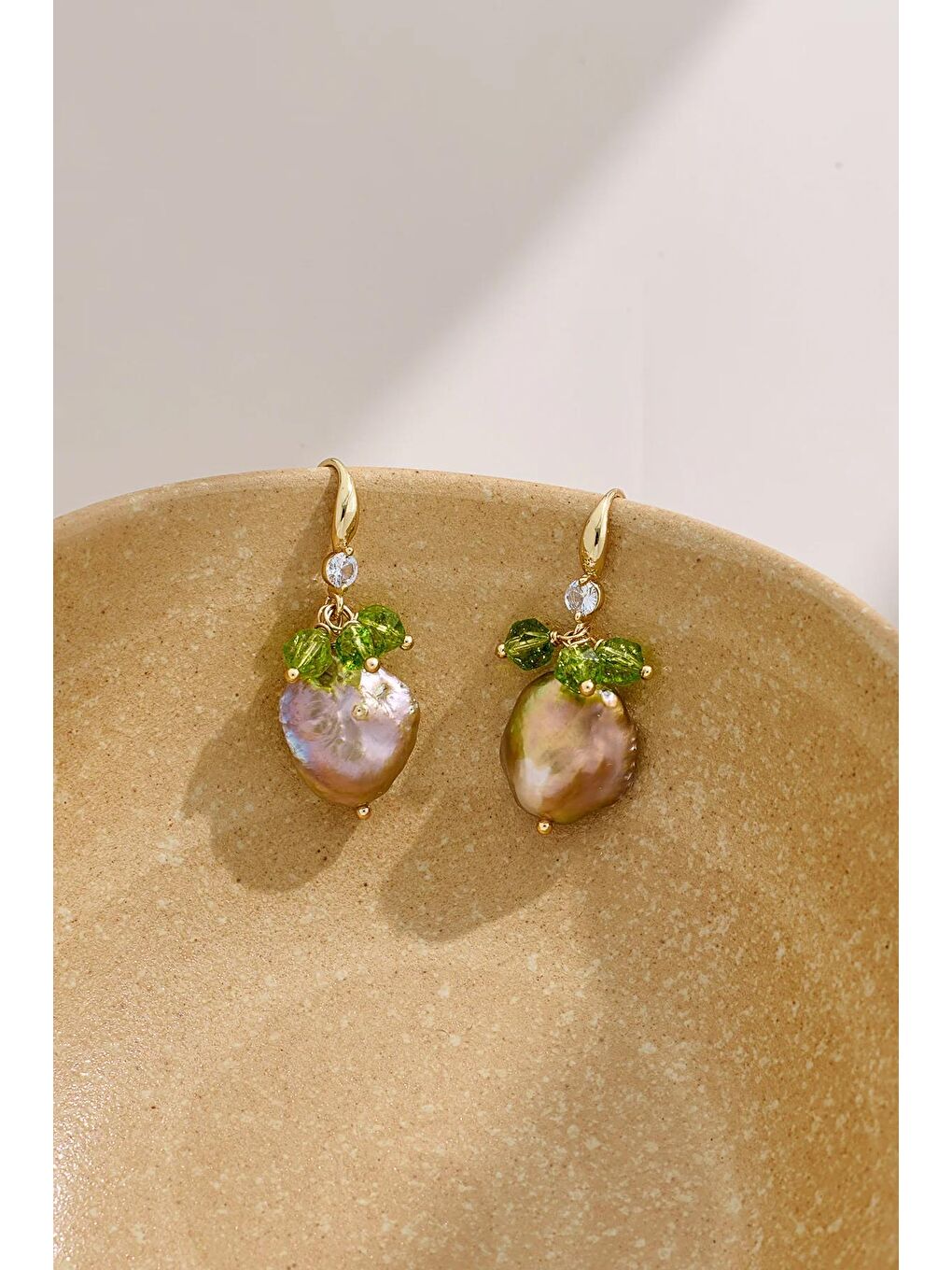 Pembe La Colle Doğal İncili Küpe-1