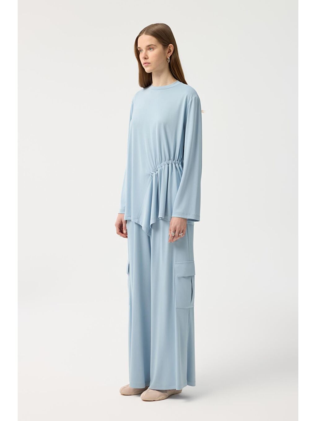 Turkuaz Modal Cupra Kargo Cepli Takım Açık Mavi-1