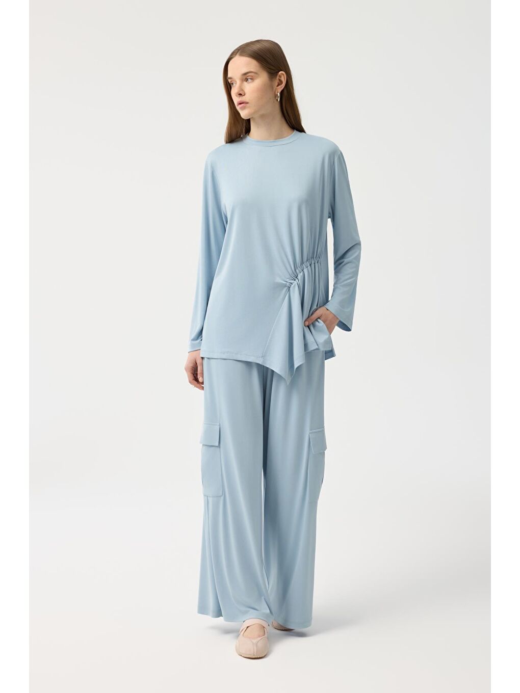 Turkuaz Modal Cupra Kargo Cepli Takım Açık Mavi-2