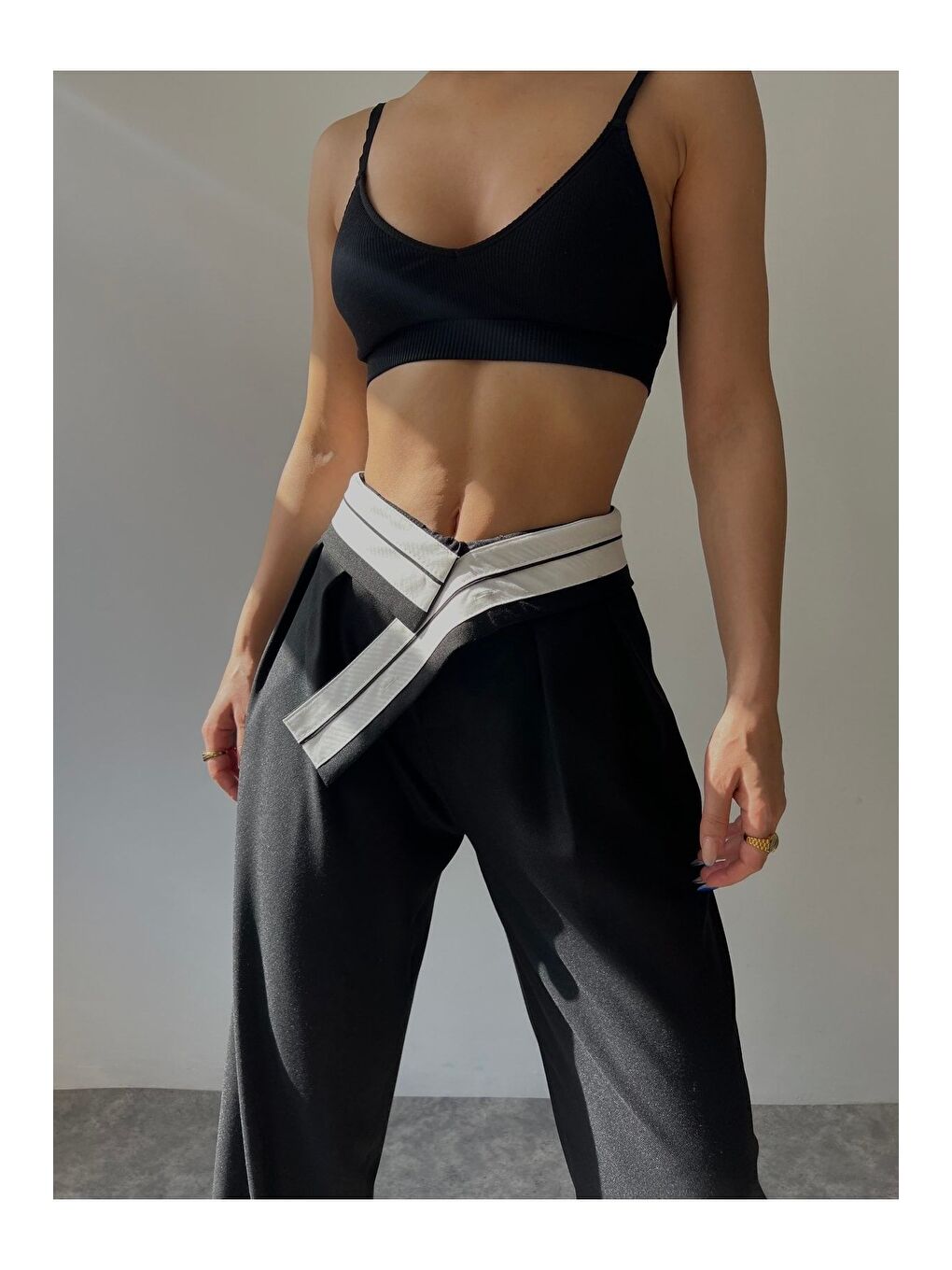 Gri Ganni Siyah Palazzo Pantolon-3