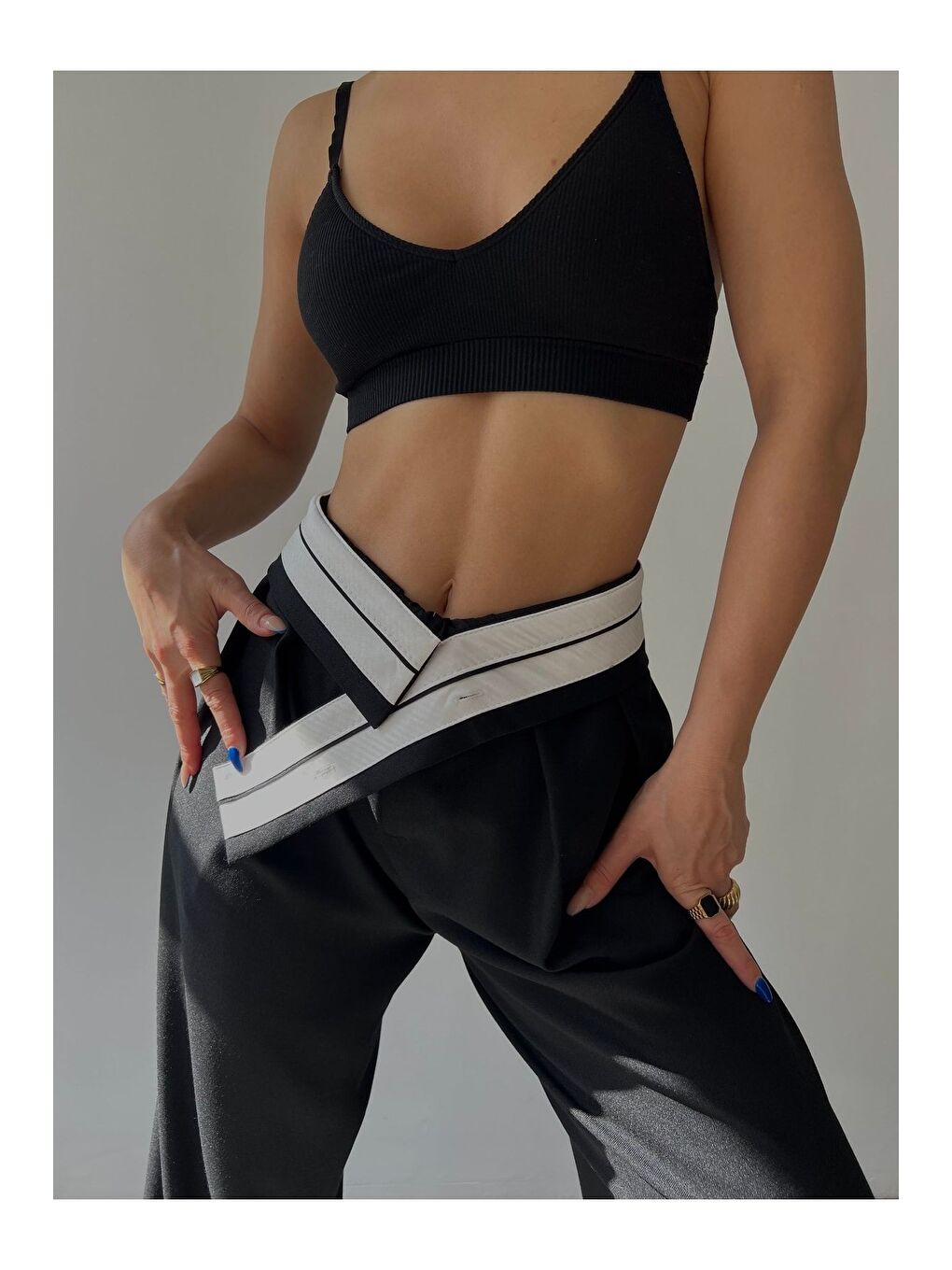 Gri Ganni Siyah Palazzo Pantolon-4